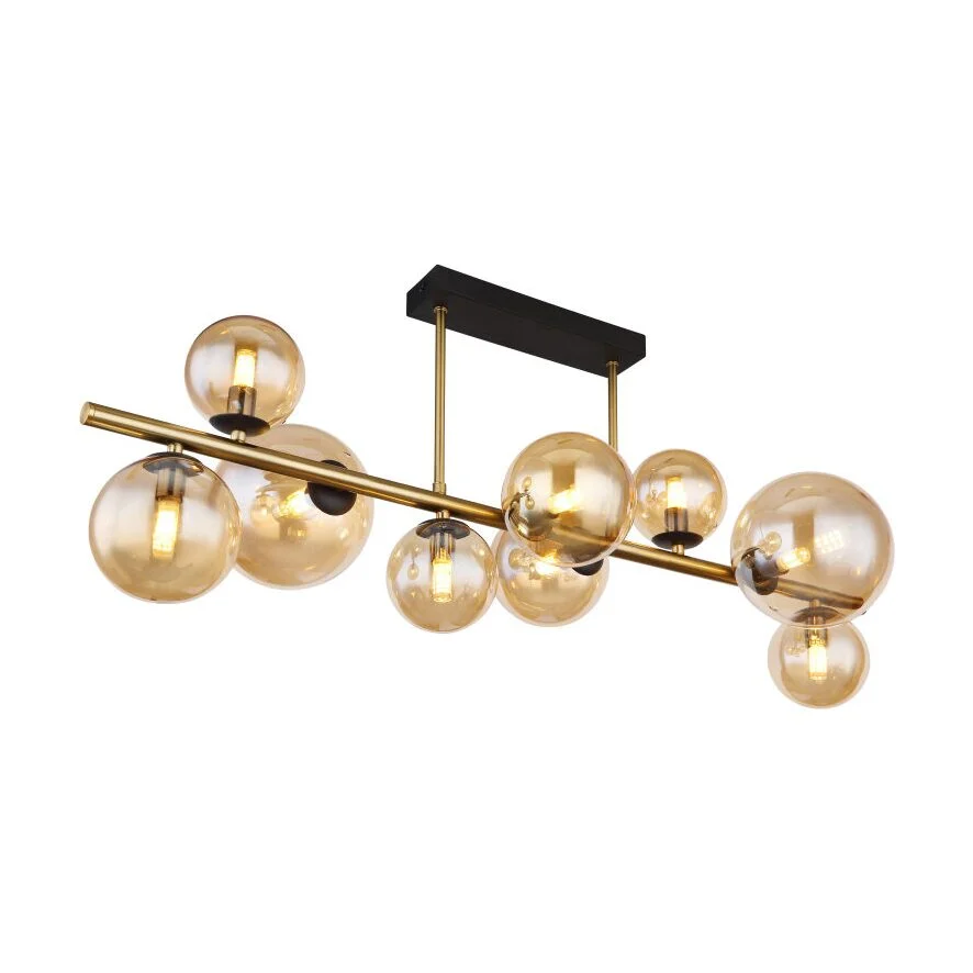 Plafoniera metal negru sticla fumurie sticla 56135-9D Riha Globo