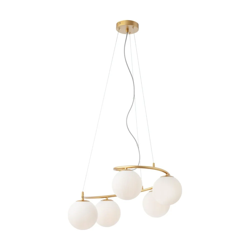 Suspensie Volley aurie cu globuri opale 5xE14 01-2719 Smarter