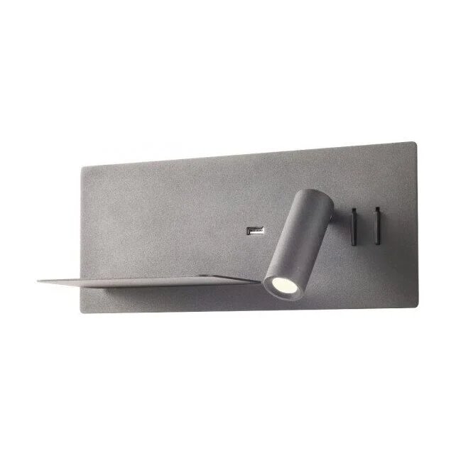 Aplica cu suport pentru telefon, intrerupator, USB, negru mat Brook 01-2985 Redo