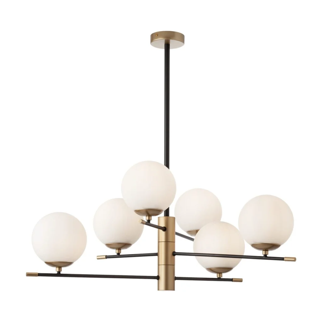 Lustra Essential cu globuri 6 x E14 negru-auriu 01-2950 Smarter