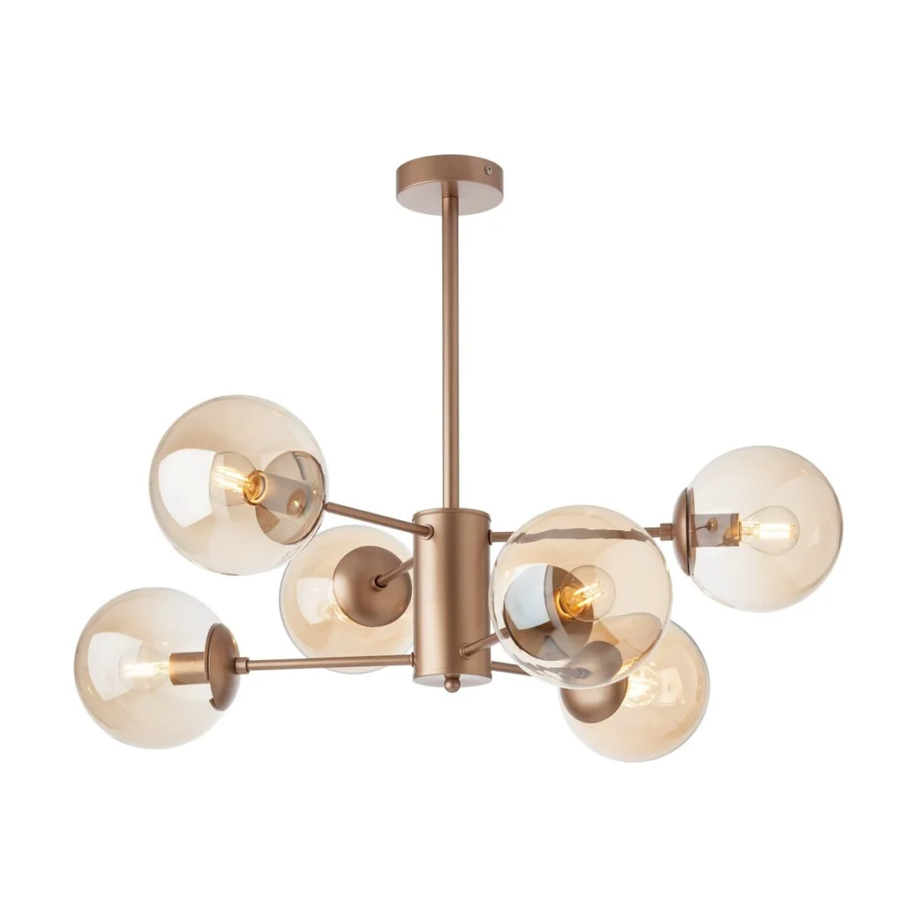 Lustra Mundi champagne mat sticla ambra 6xE14 01-2943 Smarter