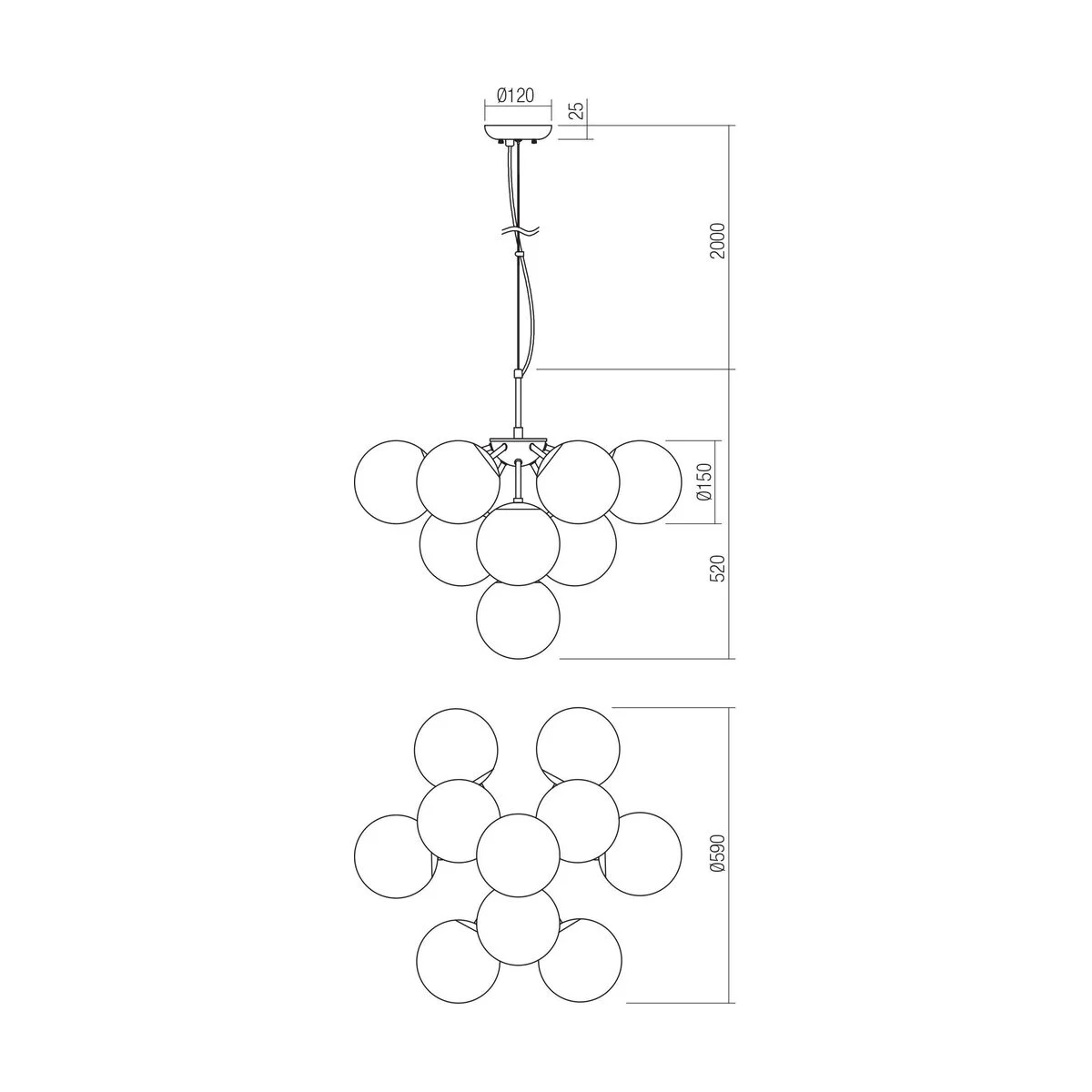 Lustra cu glouri din sticla Agape negru fumuriu 10 x E14 01-2941 Smarter