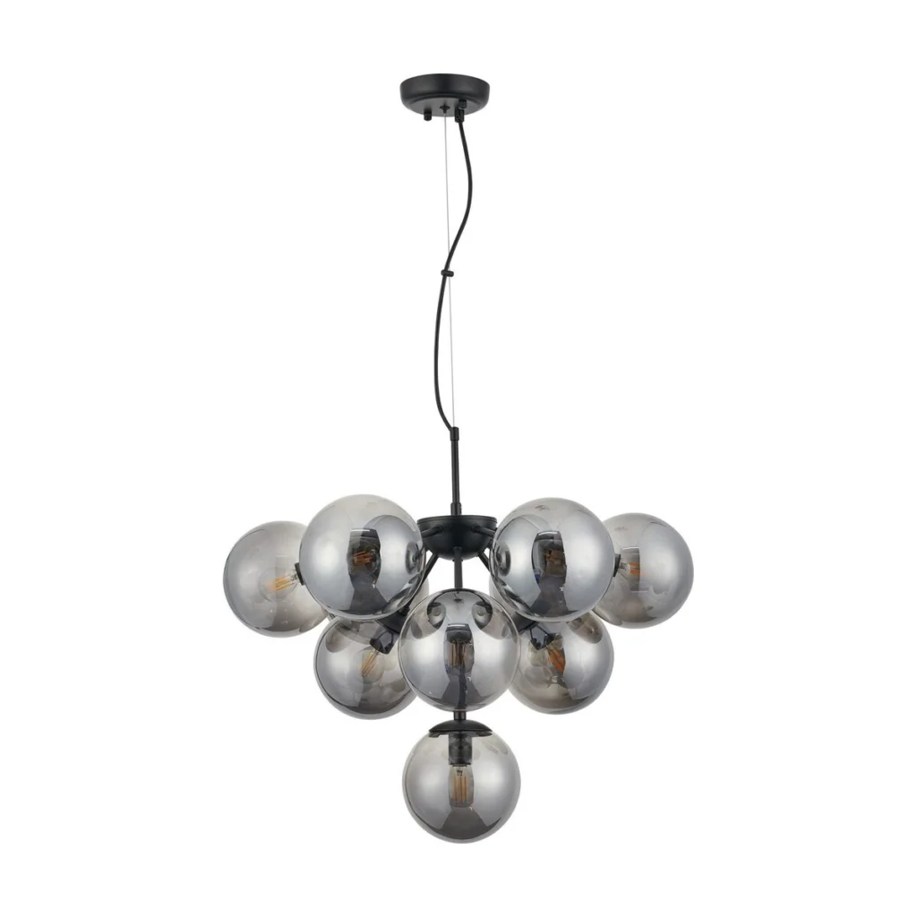 Lustra cu glouri din sticla Agape negru fumuriu 10 x E14 01-2941 Smarter
