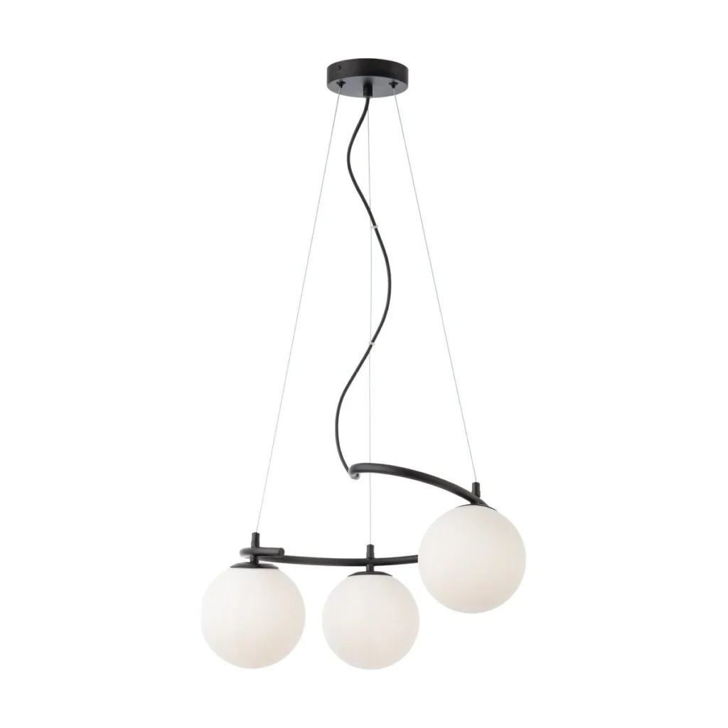Suspensie Volley neagra cu globuri opale 3xE14 01-2716 Smarter
