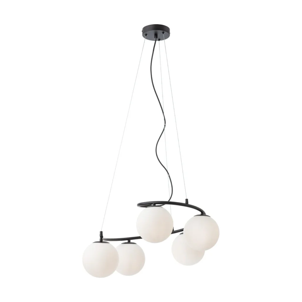 Suspensie Volley neagra cu globuri opale 5xE14 01-2720 Smarter