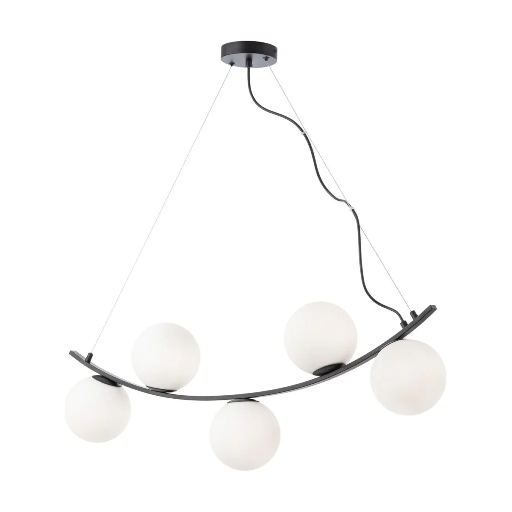 Suspensie Volley neagra cu globuri opale 5xE14 01-2722 Smarter