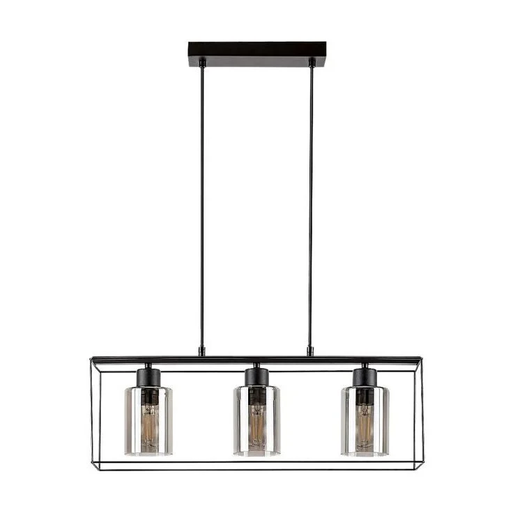 Lustra metal negru sticla fumurie CHADWICK 3XE27 72033 Rabalux