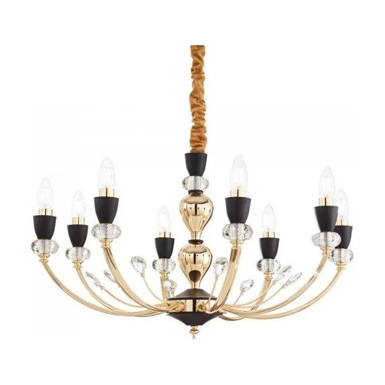 Candelabru auriu cu cristale decorative 8XE14