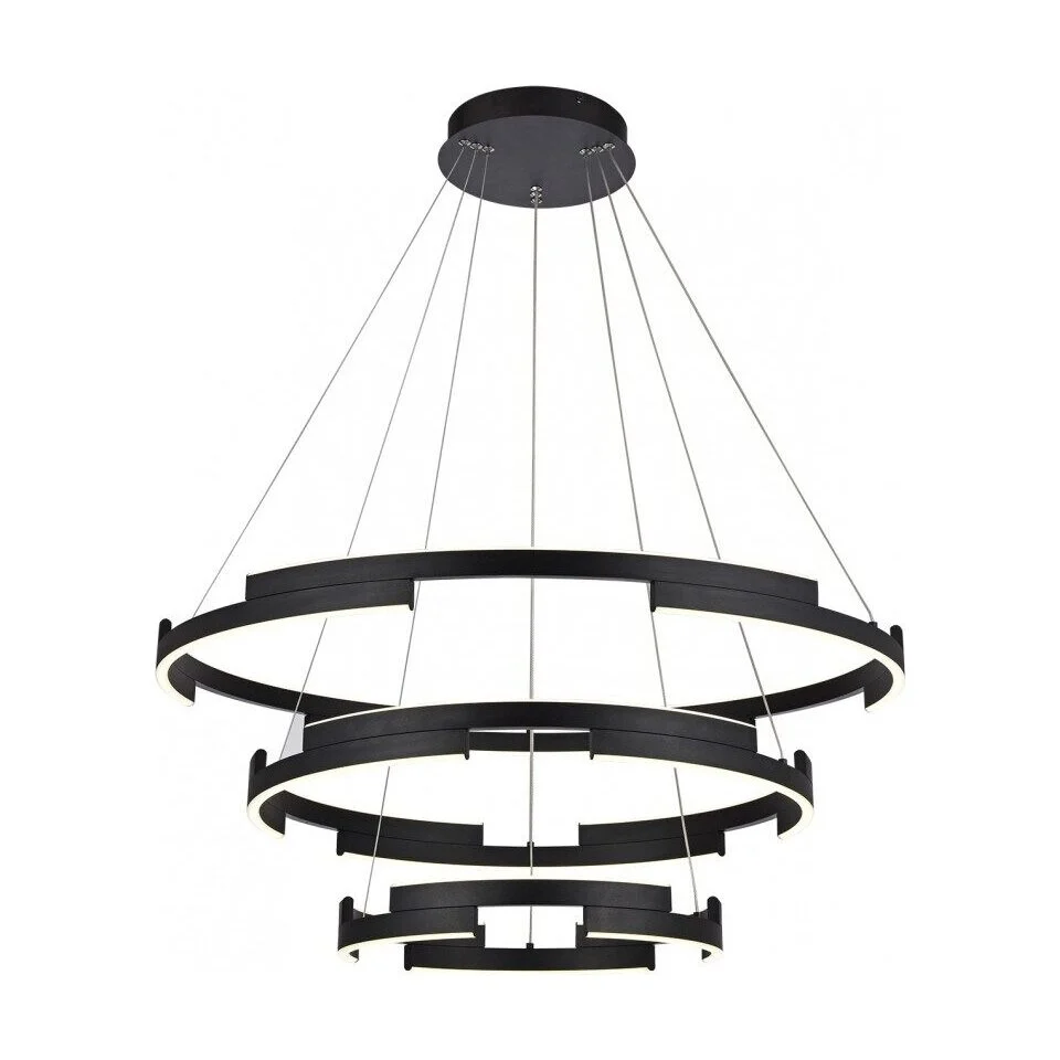 Lustra LED CASTLE 80W 3000K D800+600+400 Negru Mat 01-3182 Smarter