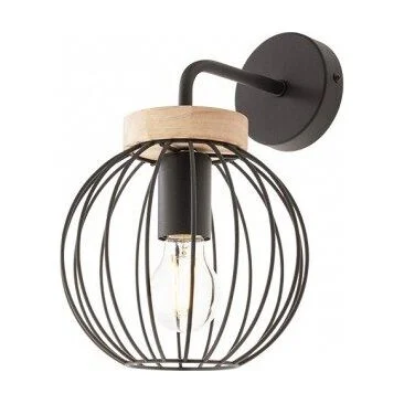 Aplica vintage Trellis negru lemn natur 1x42W E27 01-3134 Smarter