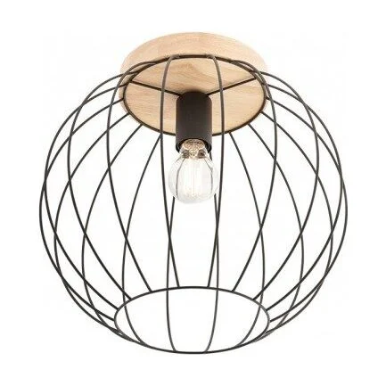 Plafoniera vintage Trellis negru lemn natur 1x42W E27 01-3135 Smarter