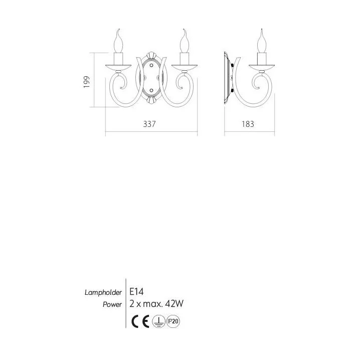 Aplica Circe alb 2X42W E14 ICI W2 01 Incanti