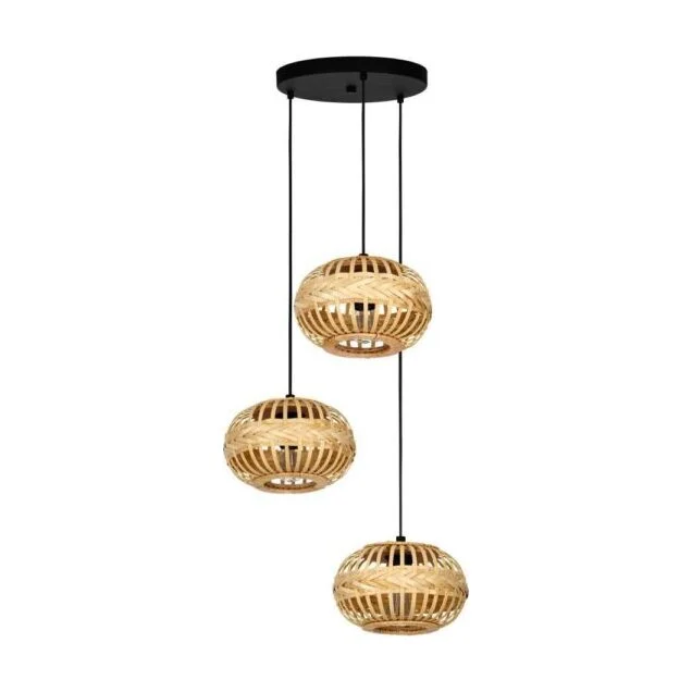 Lustra lemn Amsfield 43864, 1 x E27, negru + natur, vintage
