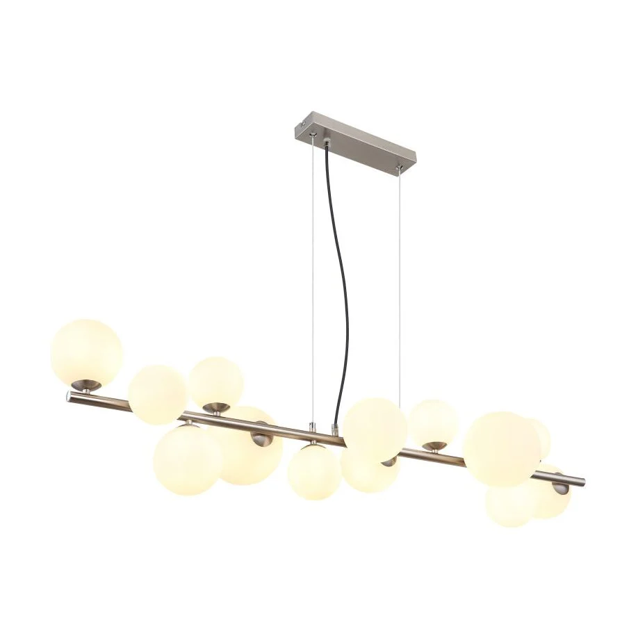 Suspensie din metal RIHA nichel mat, sticlă alb 56140-13H Globo