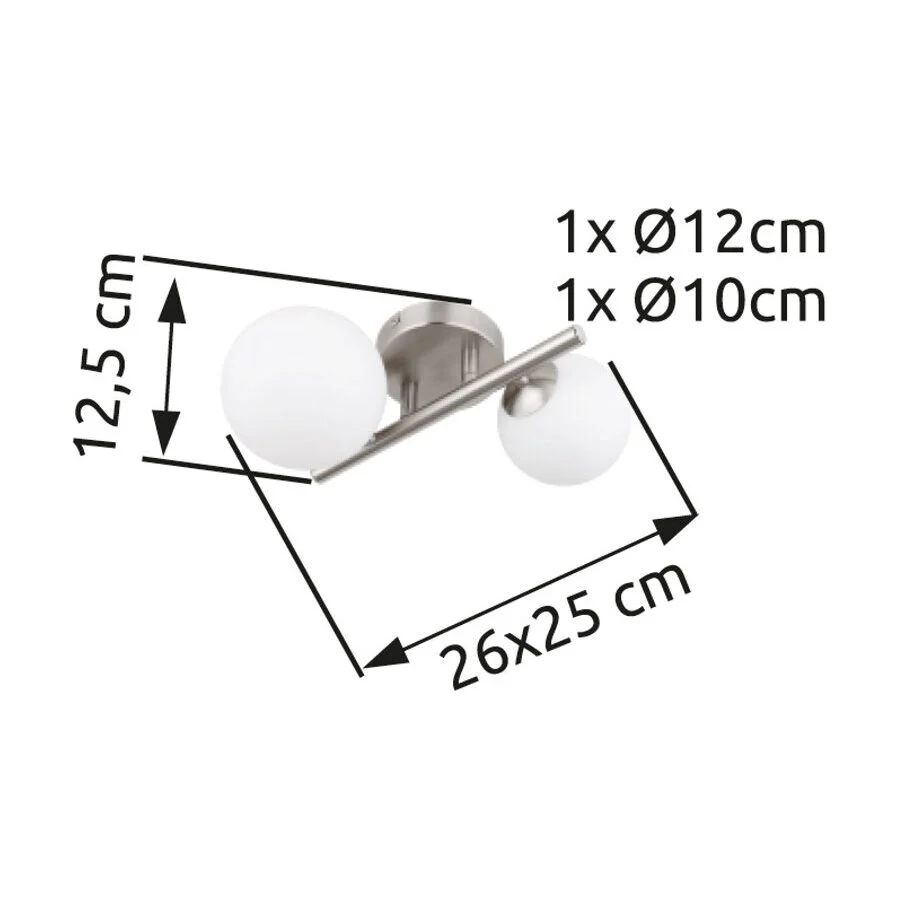 Aplica din metal RIHA nichel mat, sticlă alb 56140-2W Globo