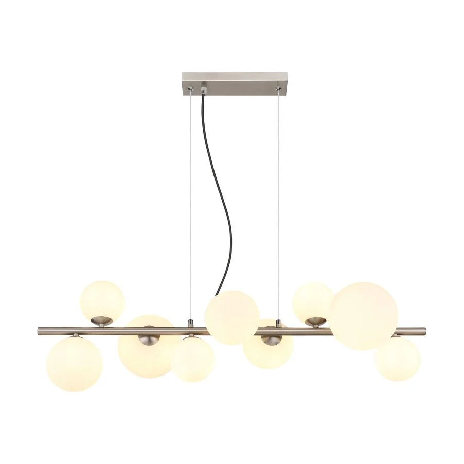 Suspensie din metal RIHA nichel mat, sticlă alb 56140-13H Globo