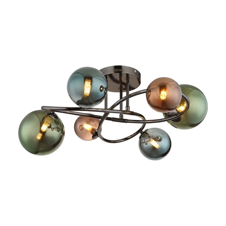 Plafoniera RIHA metal  gri mat sticla bronz, verde, petrol 56142-6D Globo