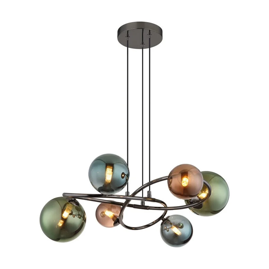 Plafoniera RIHA metal gri mat sticla bronz, verde, petrol 56142-6H Globo