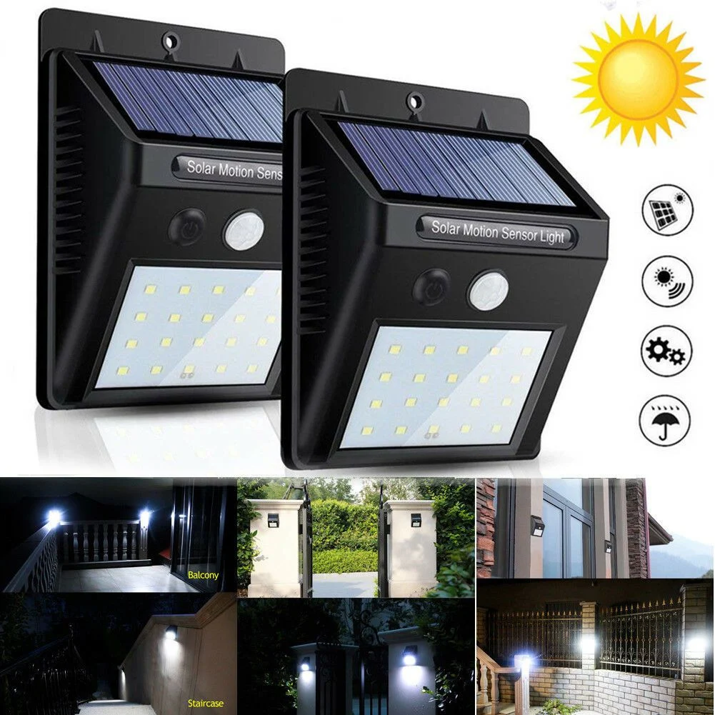 Aplica / Lampa solara LED 20xSMD 3W 6500K 60 lm IP65 cu senzor de amurg incorporat