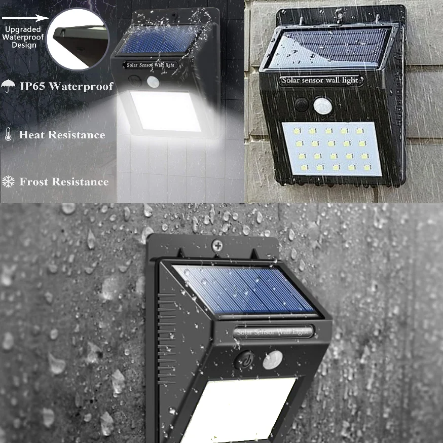 Aplica / Lampa solara LED 20xSMD 3W 6500K 60 lm IP65 cu senzor de amurg incorporat