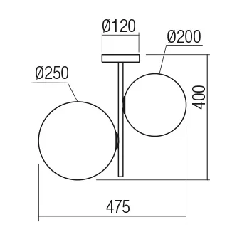 Plafonieră Redo Talis 2xE27 Negru 01-2645