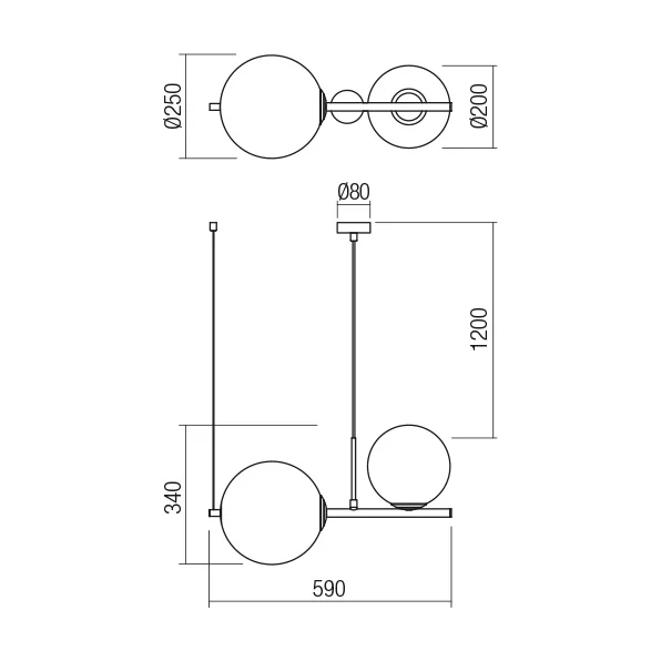 Suspensie Redo Talis 2xE27 Negru 01-2646