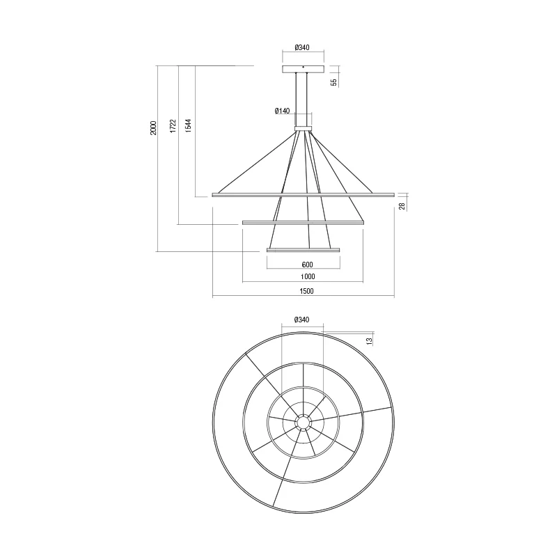 Suspensie Redo Orbit LED 151W 3000K, Bronz 01-2243 – TRIAC