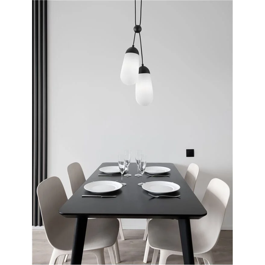 Lustra Nova Luce Blaky, negru, sticla, 2XE14, D.25.2 cm, 9092825