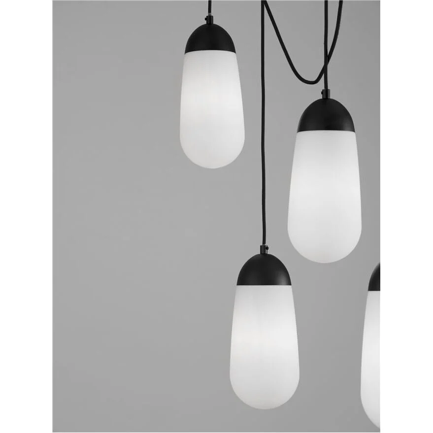 Lustra Nova Luce Blaky, negru, sticla, 5XE14, L.103 cm, 9092827
