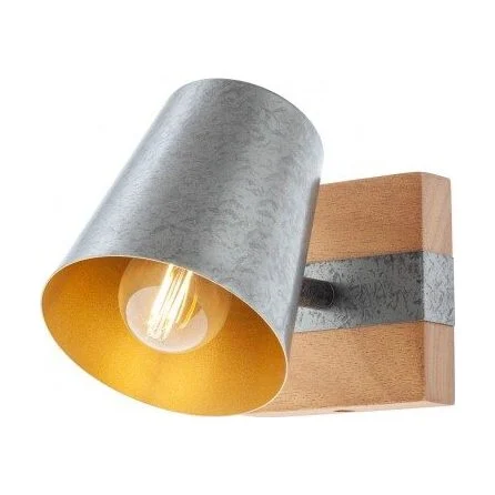 Aplica Oaker 01-3494, 1 x E14, lemn natur + argintiu, rustic