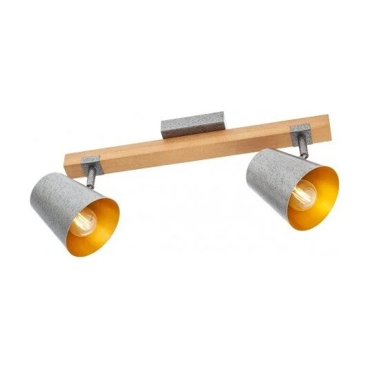 Plafoniera Oaker 01-3495, 2 x E14, lemn natur + argintiu, rustic