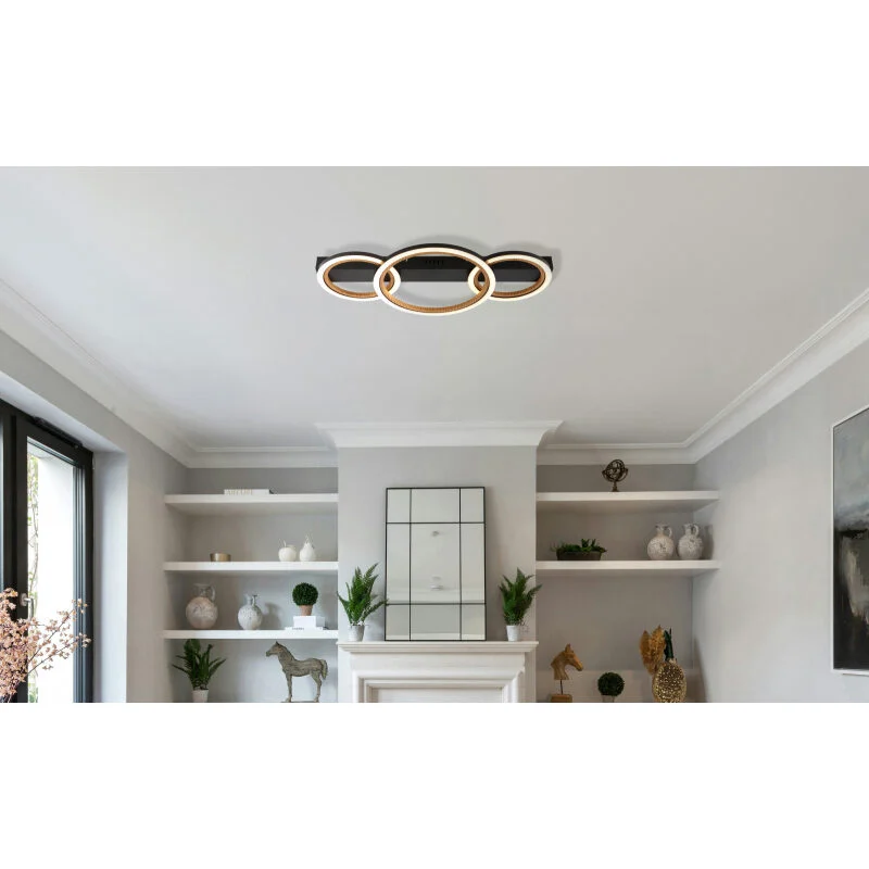 Plafonieră de interior DAKARI I – Art. 67356D1, Globo, Alb/Negru/Maro